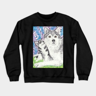 Husky dog art Crewneck Sweatshirt